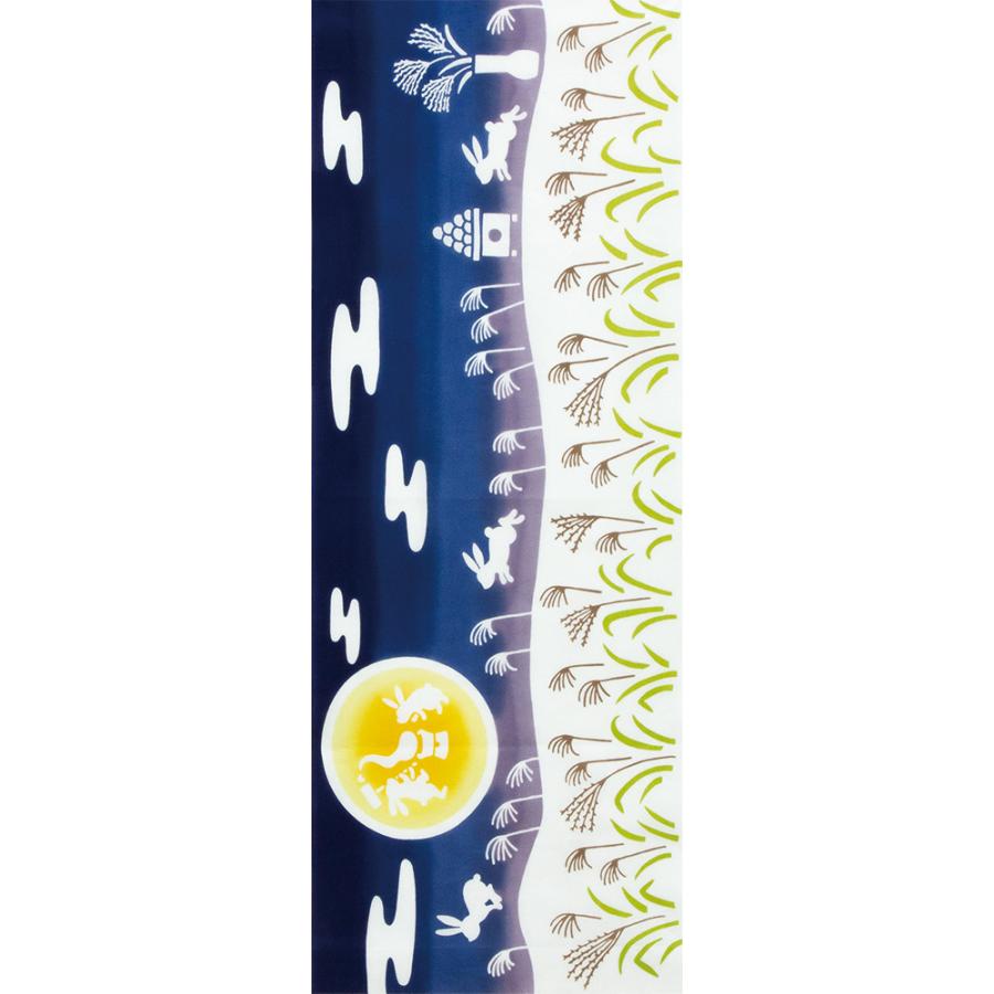 プレーリードッグ和布華 秋模様 手ぬぐい ススキにうさぎ（横向き