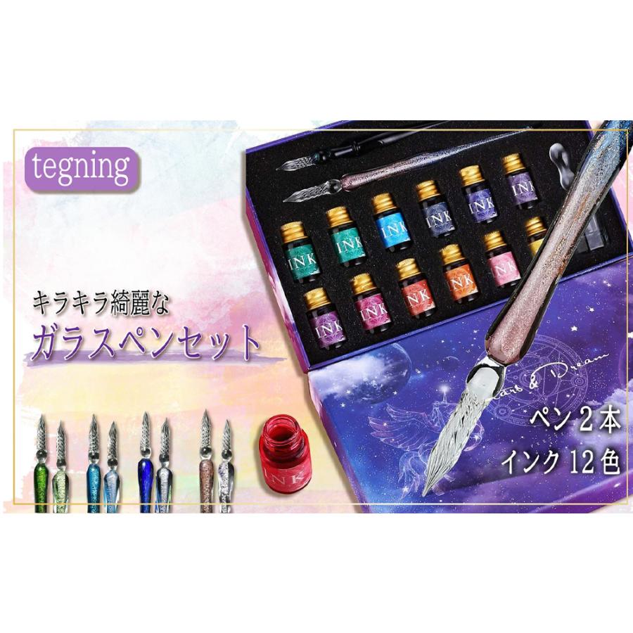 tegning ガラスペン 25点セット インク12色 ペン2本 レター付き tegning ガラスペン 25点セット インク12色 ペン2本 レター付き