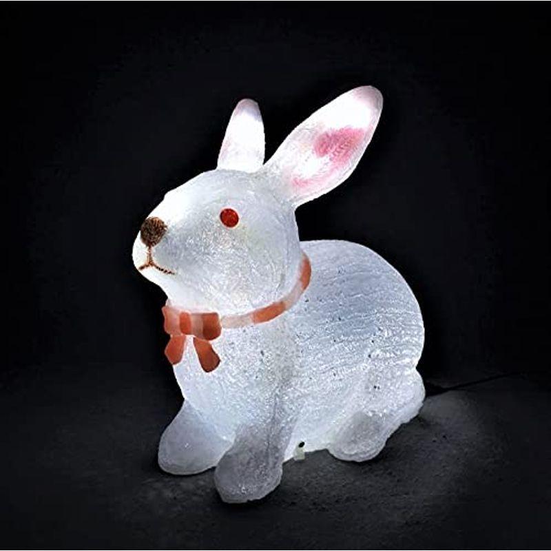 限定製作 長さ４７ｃｍ ウサギシッティングスタイル イルミネーション リボンうさぎ Led 屋外仕様 ラビットクリスタルモチーフ 屋外照明 Www Stmaryshighschool In