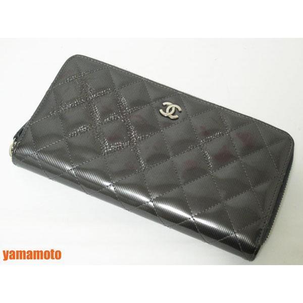 CHANEL シャネル マトラッセ 長財布 シリアルシール付き CHANEL（シャネル） マトラッセ パテント ファスナー 長財布 グレー 17