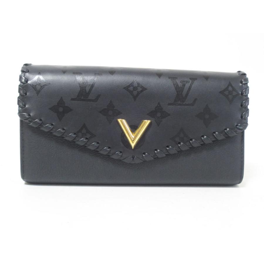 LOUIS VUITTON 送料無料 ルイヴィトン レザー ブラック ポルトフォイユ  