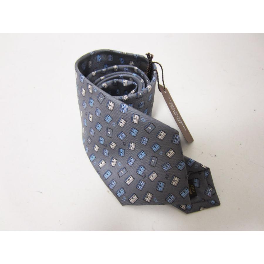 LOUIS VUITTON ルイヴィトン ネクタイ シルク100% グレー 総柄 LOUIS VUITTON 送料無料 ルイヴィトン ネクタイ シルク100% グレー