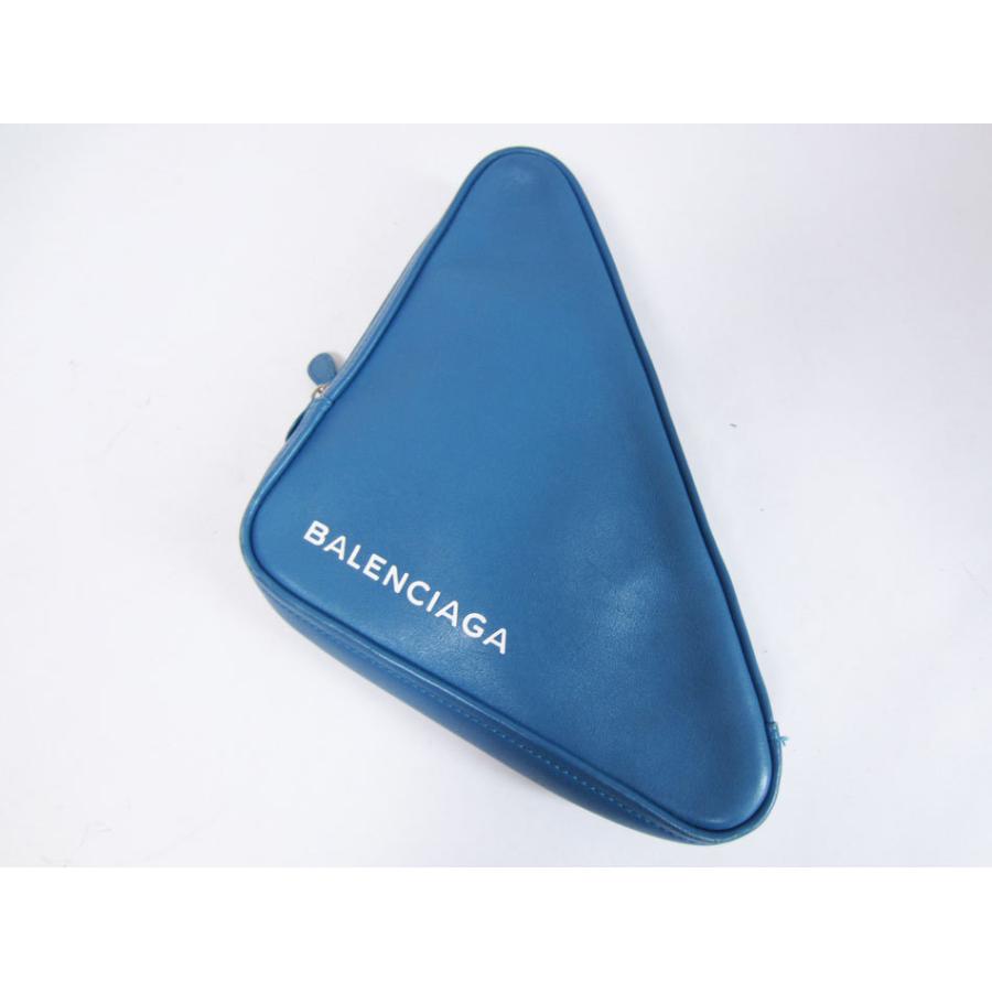 中古 送料無料 BALENCIAGA バレンシアガ TRIANGLE トライアングル クラッチバッグ セカンドバッグ M レザー ブルー 476976｜yamamoto7887｜07