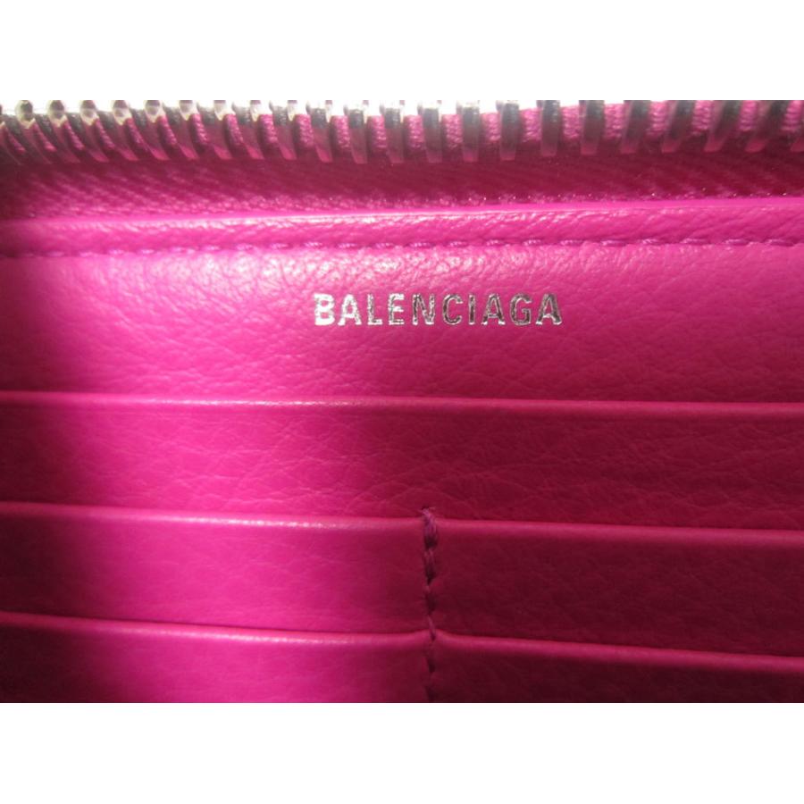 極美品 BALENCIAGA ラウンドファスナー長財布 小銭入れ ピンク レザー BALENCIAGA（バレンシアガ） 送料無料 ラウンドファスナー財布 レザー