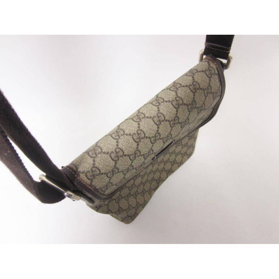 美品 GUCCI グッチ GGスプリーム PVC×レザー クロスボディ ショルダーバッグ 223666 ベージュ×ブラウン レディース 古着 中古 USED GGキャンバス 送料無料 GUCCI グッチ ショルダーバッグ 斜め掛け PVC