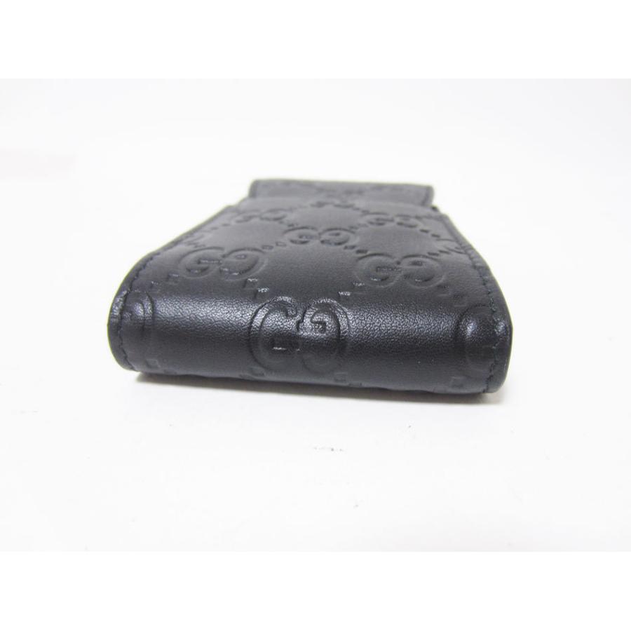 GUCCI グッチ シガレットケース タバコケース たばこ入れ グッチシマレザー ブラック 【猫】 181716 新品同様