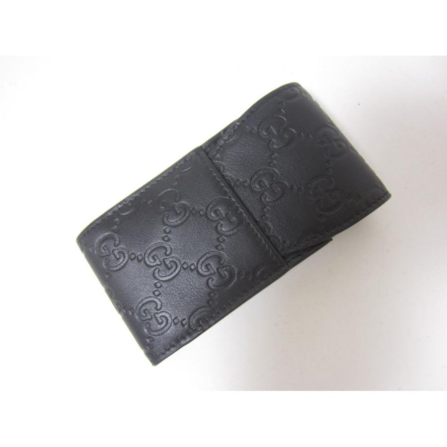 GUCCI グッチ シガレットケース タバコケース たばこ入れ グッチシマレザー ブラック 【猫】 181716 新品同様