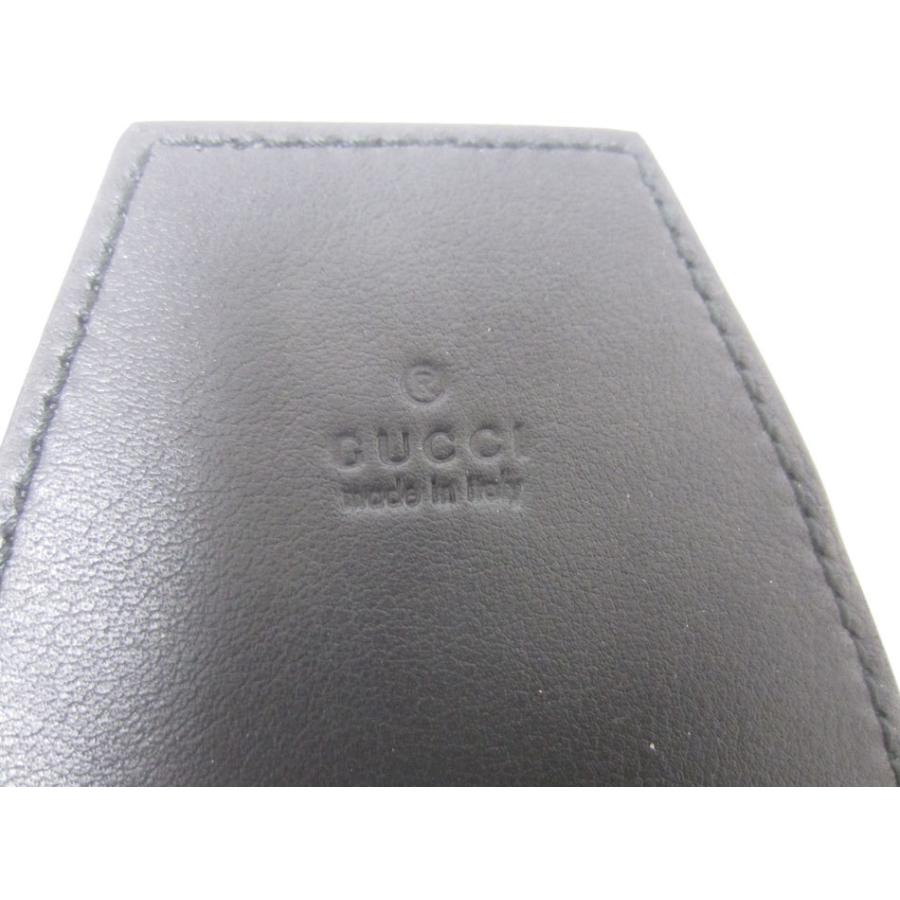 GUCCI グッチ シガレットケース タバコケース たばこ入れ グッチシマレザー ブラック 【猫】 181716 新品同様