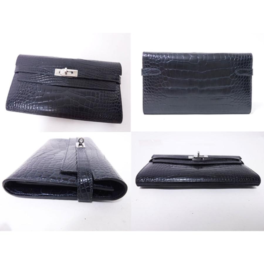 エルメス ケリーウォレット シルバー金具 レザー 長財布　A刻印 HERMES（エルメス） 希少 ケリー ロングウォレット 豪華アリゲーター