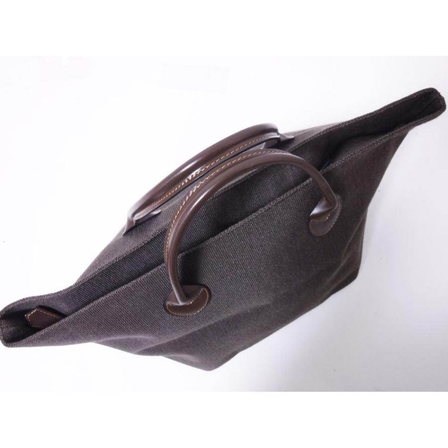送料無料 Herve Chapelier エルベシャプリエ ハンドバッグ トートバッグ 舟形 ブラウン キャンバス レザー 美品_3