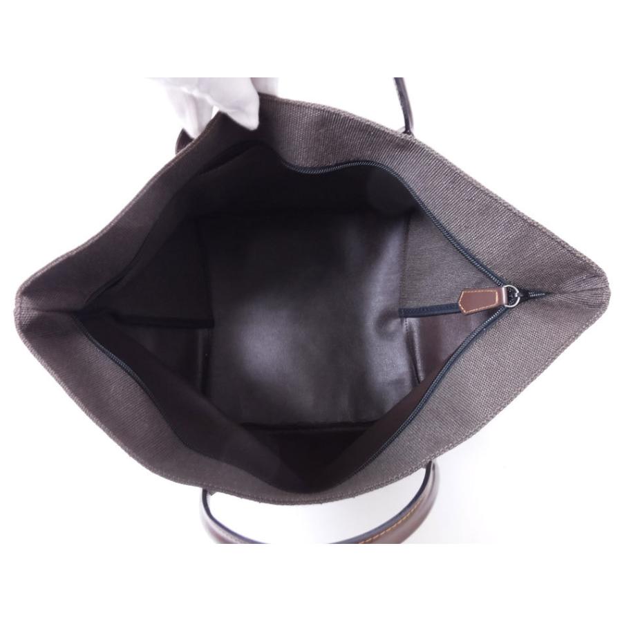 送料無料 Herve Chapelier エルベシャプリエ ハンドバッグ トートバッグ 舟形 ブラウン キャンバス レザー 美品_8