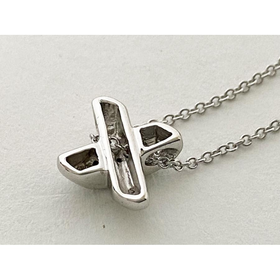 ティファニー K18WG ホワイトゴールド クロスステッチ ダイヤ ネックレス TIFFANY&Co. ティファニー シグネチャー クロスステッチ