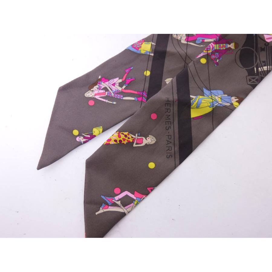 HERMES 送料無料 エルメス ツイリー スカーフ ダークブラウン シルク  