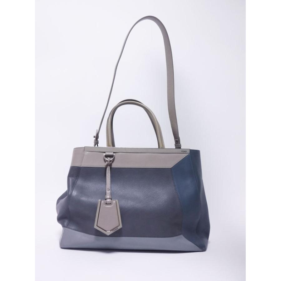 送料無料 FENDI フェンディ 2JOURS トゥージュール ハンドバッグ ２WAY ショルダーバッグ レザー グレー 8BH250 00K4F F0D2E 中古｜yamamoto7887｜08