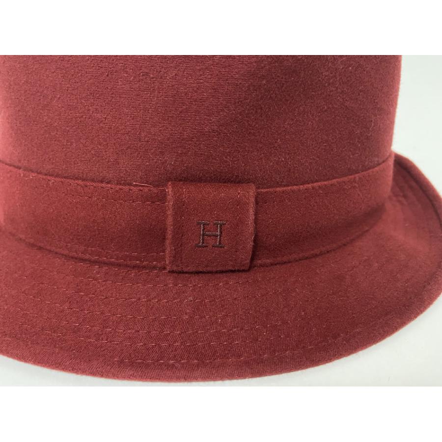 エルメス　帽子　レディース　メンズ　ユニセックス　赤色　58㎝　コットン　レザー HERMES（エルメス） 送料無料 帽子 ハット コットン レッド えんじ