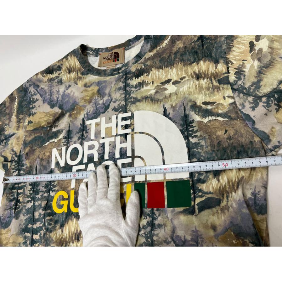 送料無料 GUCCI グッチ THE NORTH FACE ノースフェイス メンズ Tシャツ 半袖 ダブルネーム ロゴ プリント Lサイズ 672475｜yamamoto7887｜11