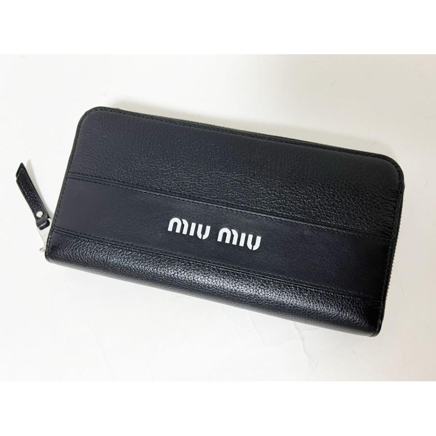 miu 送料無料 ミュウミュウ ファスナー 長財布 レザー MADRAS CITY  