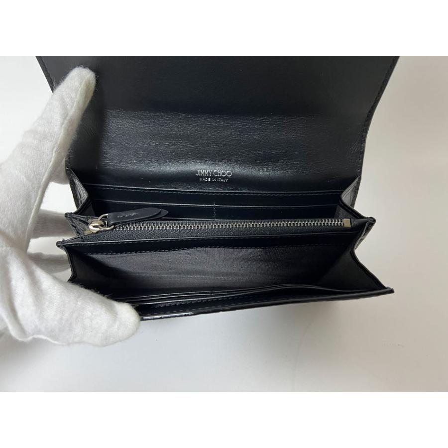 【ヨシ】美品✨JIMMY CHOO ジミーチュウ 長財布 クロコ型押し ジミーチュウ クロコ型押し レザー ラウンドファフナー 長財布