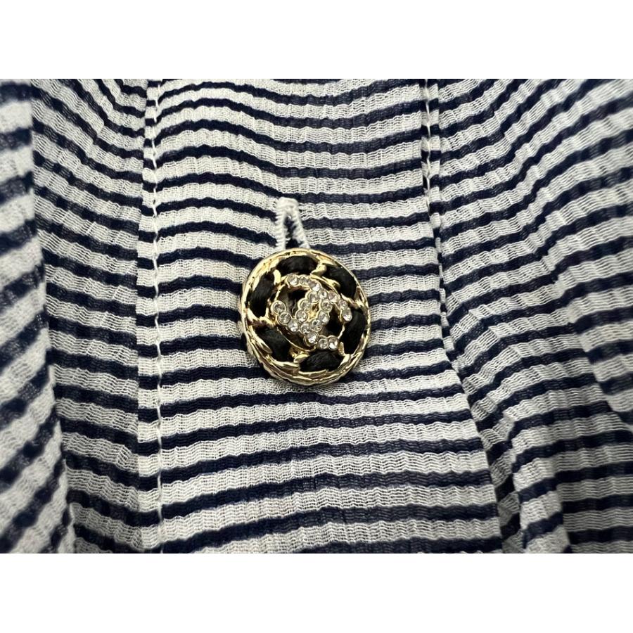 CHANEL（シャネル） ruffled silk blouse ブラウス 半袖 ストライプ
