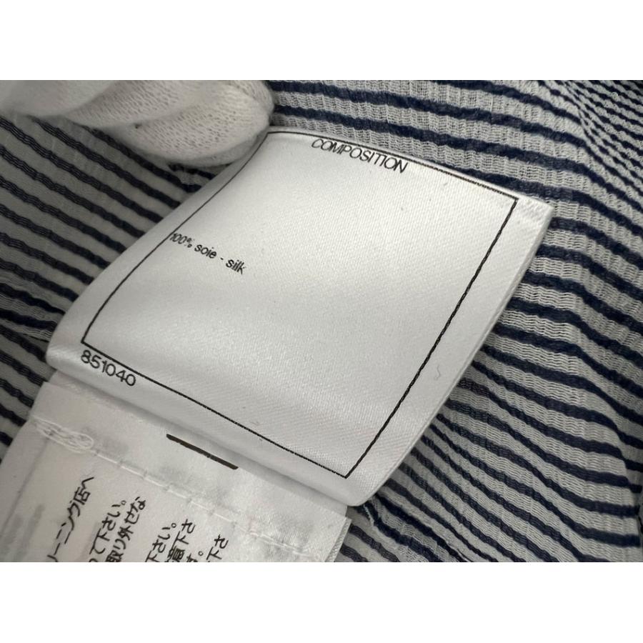 CHANEL（シャネル） ruffled silk blouse ブラウス 半袖 ストライプ