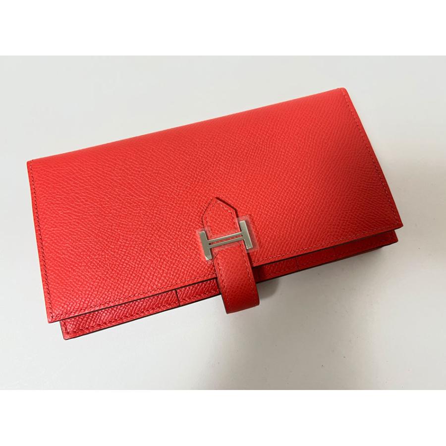 HERMES エルメス ベアンスフレ 長財布 マチあり エプソン レザー ローズジャイプール ホワイト金具 □Q刻印 039785CK 未使用品 | Bearn | 10