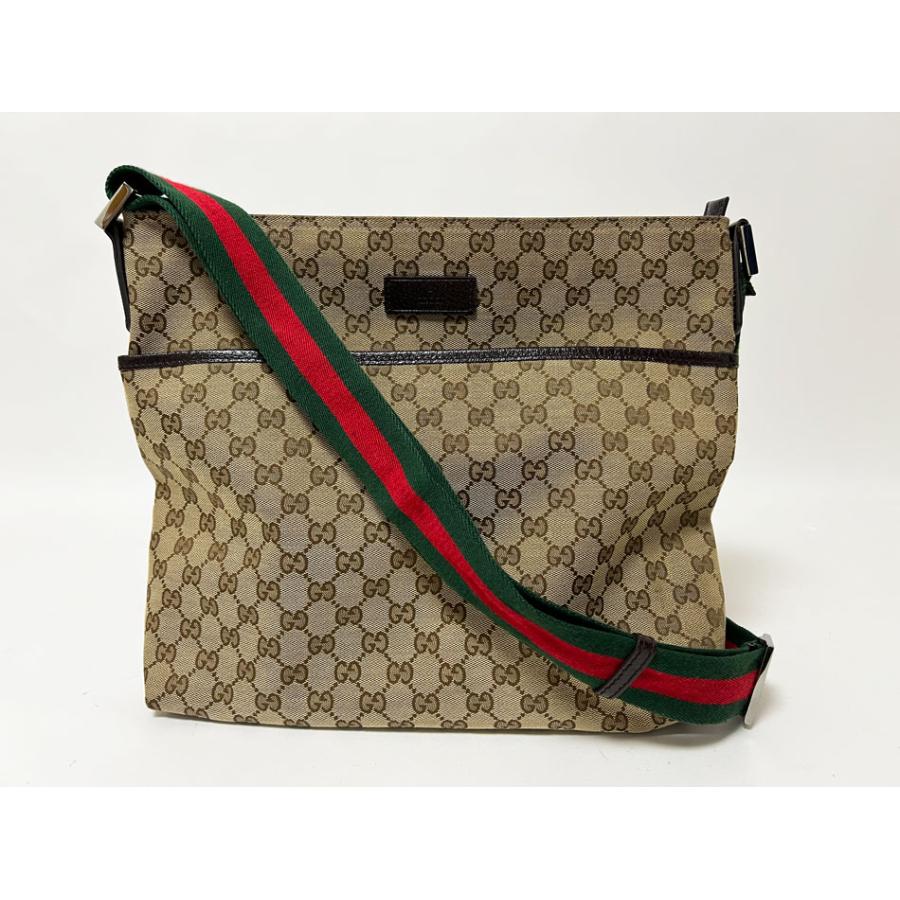 グッチ ショルダーバッグ GG キャンバス レザー ベージュ ブラウン