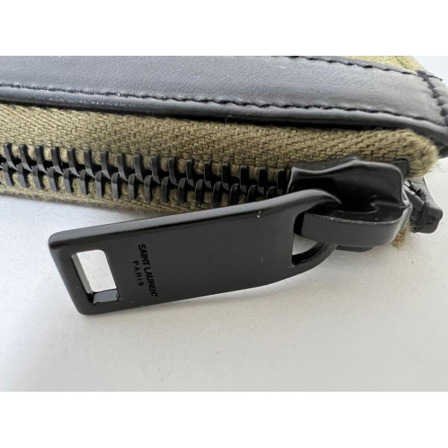 送料無料 SAINT LAURENT PARIS サンローラン パリ クラッチバッグ ipadケース セカンドバッグ キャンバス レザー グリーン 397295_5