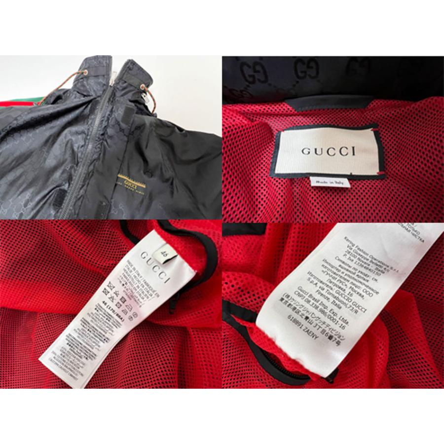 送料無料 GUCCI グッチ メンズ アウター ウィンドブレーカー ジャケット ブルゾン ブラック フード GGジャガード 618891 サイズ:46｜yamamoto7887｜09