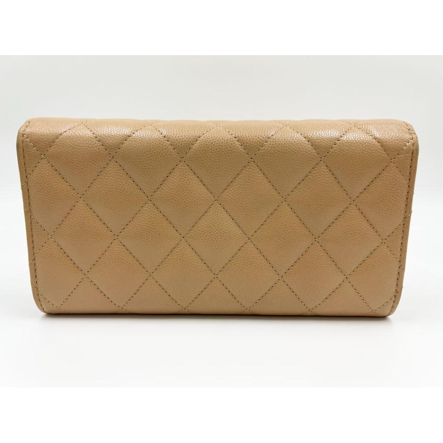 CHANEL シャネル ココボタン 長財布 折り財布 キャビアスキン ゴールド