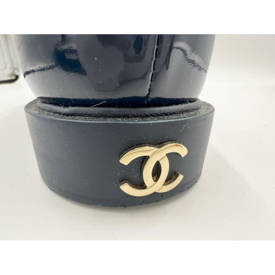 CHANEL シャネル レディース ローファー エナメル シャイニーカーフスキン ロゴ ネイビー ブルー ＃38C 22K G37430 X56161 0Q348｜yamamoto7887｜05