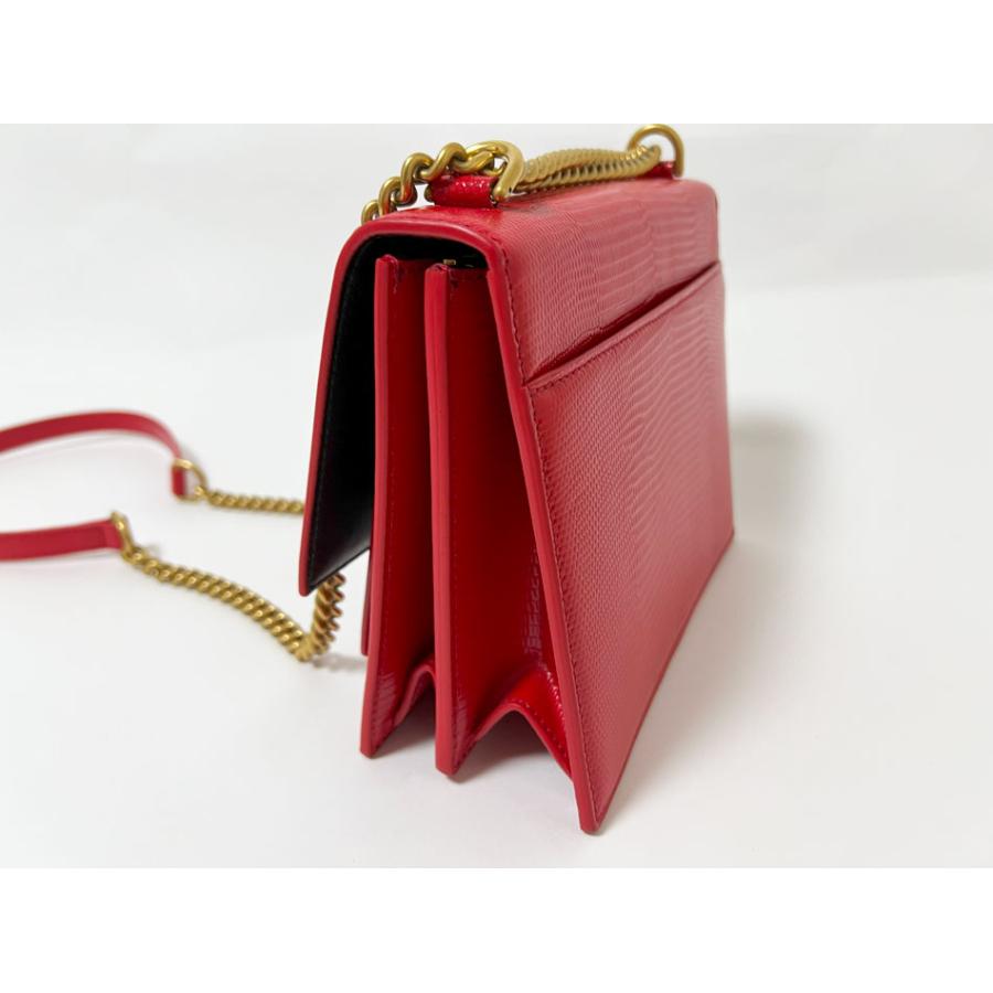 BALENCIAGA バレンシアガ チェーンショルダーバッグ Sharp S クロスボディバッグ パテントレザー レッド 580641 美品 BALENCIAGA（バレンシアガ） 送料無料 チェーンショルダーバッグ Sharp