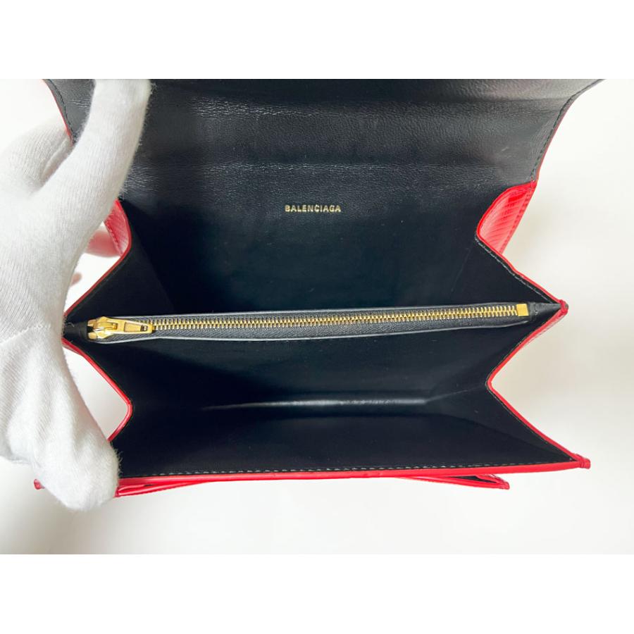 BALENCIAGA バレンシアガ チェーンショルダーバッグ Sharp S クロスボディバッグ パテントレザー レッド 580641 美品 BALENCIAGA（バレンシアガ） 送料無料 チェーンショルダーバッグ Sharp