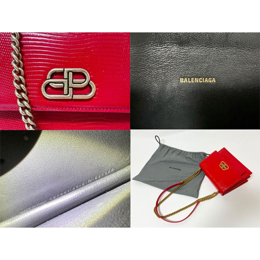 BALENCIAGA バレンシアガ チェーンショルダーバッグ Sharp S クロスボディバッグ パテントレザー レッド 580641 美品 BALENCIAGA（バレンシアガ） 送料無料 チェーンショルダーバッグ Sharp