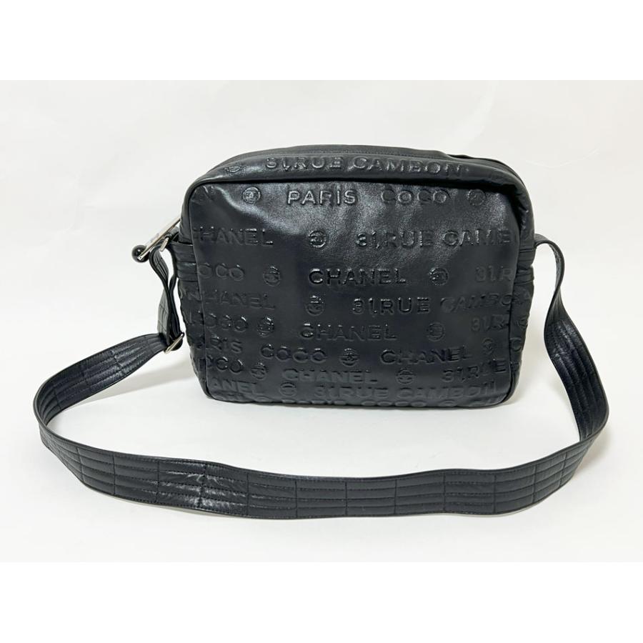 CHANEL ショルダーバッグ ブラック ロゴ刺繍 CHANEL（シャネル） 送料無料 アンリミテッド ショルダーバッグ レザー