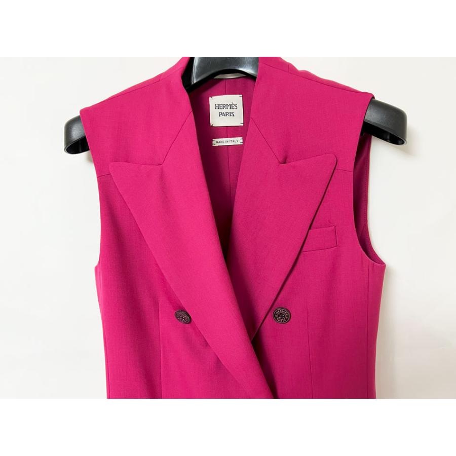 未使用級!XS相当★エルメス シェーヌダンクル ロング ダウンベスト ジレ 黒 HERMES HERMES/エルメス ロング ネックレス シェーヌダンクル ファラン