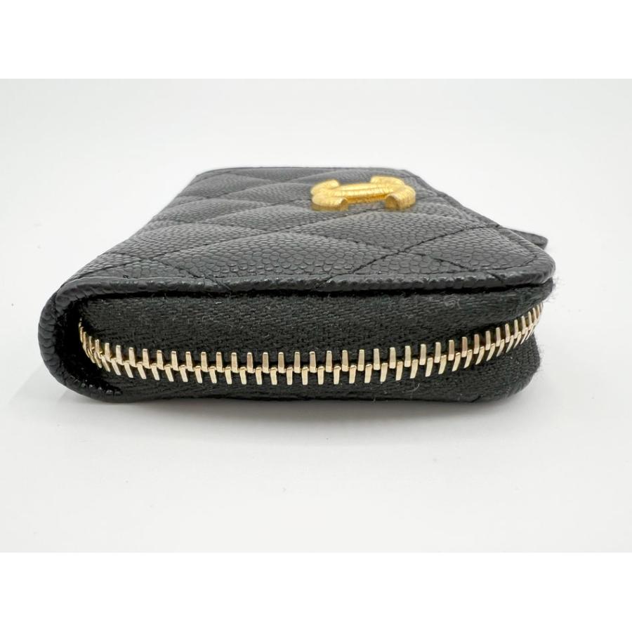 CHANEL シャネル グレインドカーフスキン L字ジップ パース ファスナー小銭入れ 財布 キーリング ブラック キャビアスキン ランダム AP3522 超美品 CHANEL（シャネル） グレインドカーフスキン L字ジップ コインパース