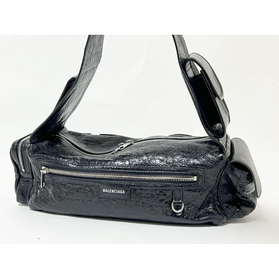 BALENCIAGA バレンシアガ SUPERBUS SLNGBAG S スリングバッグ ショルダーバッグ メンズ ラムスキン ブラック 702167 美品 BALENCIAGA（バレンシアガ） SUPERBUS SLNGBAG S スリングバッグ