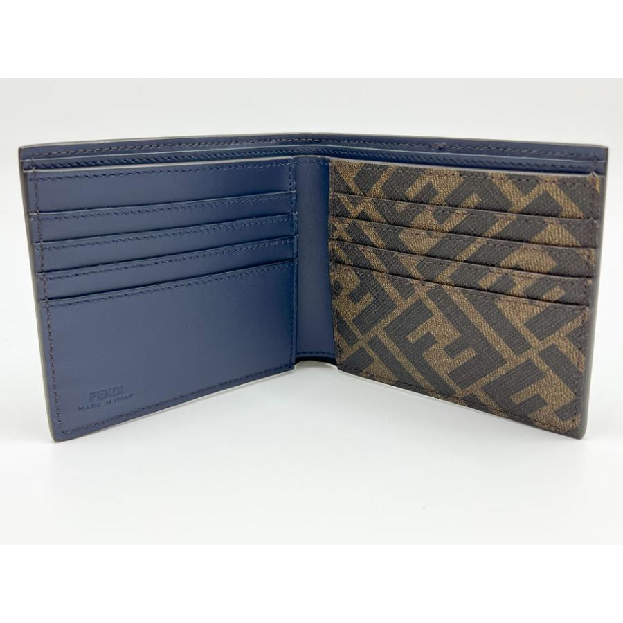 FENDI（フェンディ） 2つ折り 財布 札入れ ネイビー ブラウン
