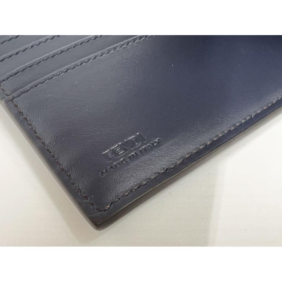 FENDI（フェンディ） 2つ折り 財布 札入れ ネイビー ブラウン