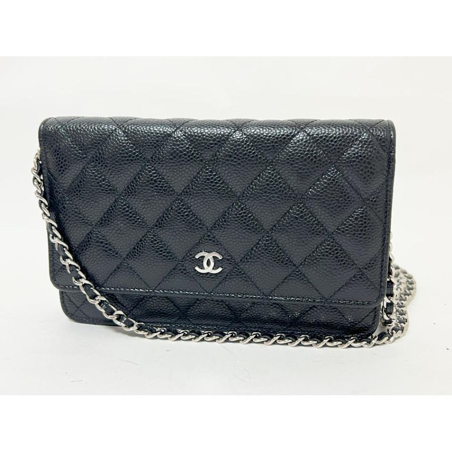 CHANEL シャネル マトラッセ クラシック チェーンウォレット クラッチバッグ ショルダーバッグ キャビアスキン グレインドカーフスキン ブラック ゴールド金具 ランダムプレート 美品 CHANEL（シャネル） マトラッセ クラシック チェーンウォレット