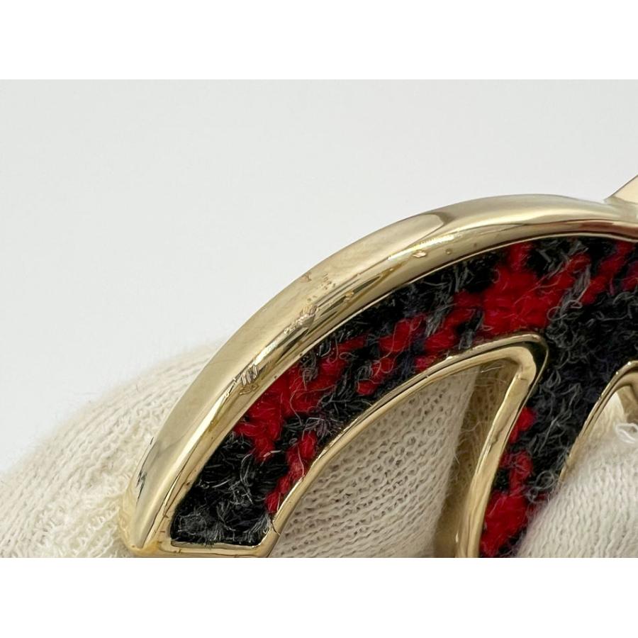 CHANEL シャネル ブローチ ツイード CCマーク レッド ブルー