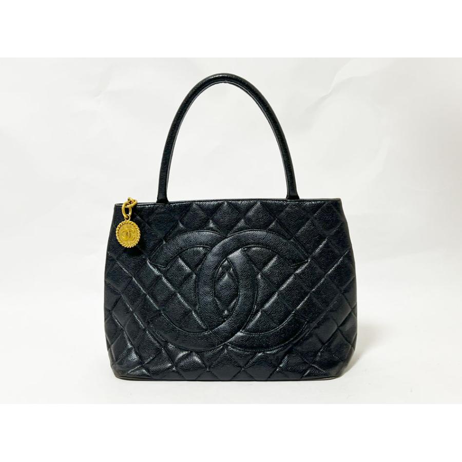 【超美品】　シャネル　復刻トート　キャビアスキン　ブラック　ココマーク CHANEL（シャネル） 復刻トート トートバッグ キャビアスキン A01804