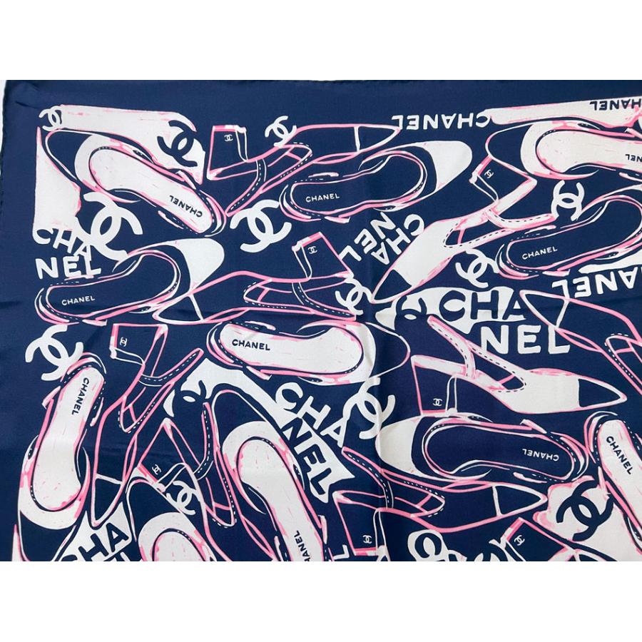 CHANEL（シャネル） ショール スカーフ シルク 100% ネイビー パンプス
