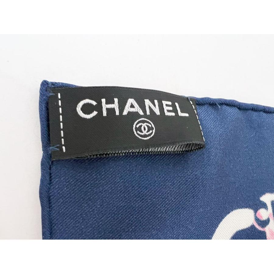 CHANEL（シャネル） ショール スカーフ シルク 100% ネイビー パンプス