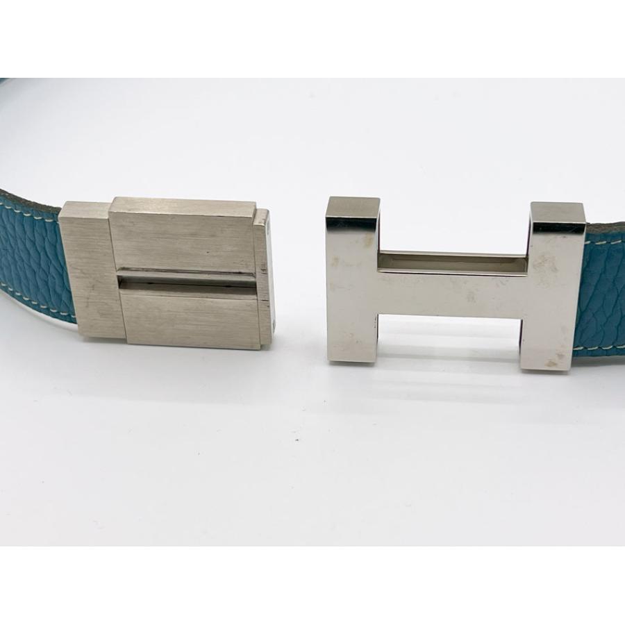 エルメス Hベルト シルバー ブラック×ブルージーン エルメス Hベルト シルバー ブラック×ブルージーン HERMES（エルメス