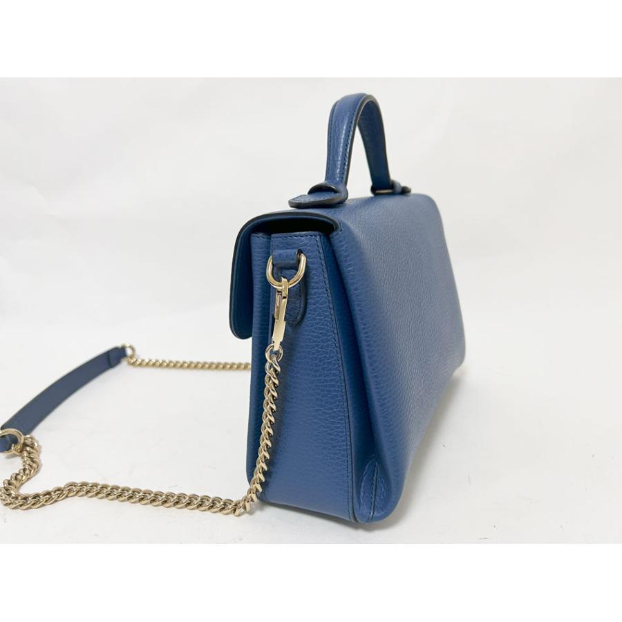 GUCCI グッチ インターロッキングG ショルダーバッグ ハンドバッグ ブルー レザー 510302 美品 GGキャンバス GUCCI グッチ インターロッキングG ショルダーバッグ
