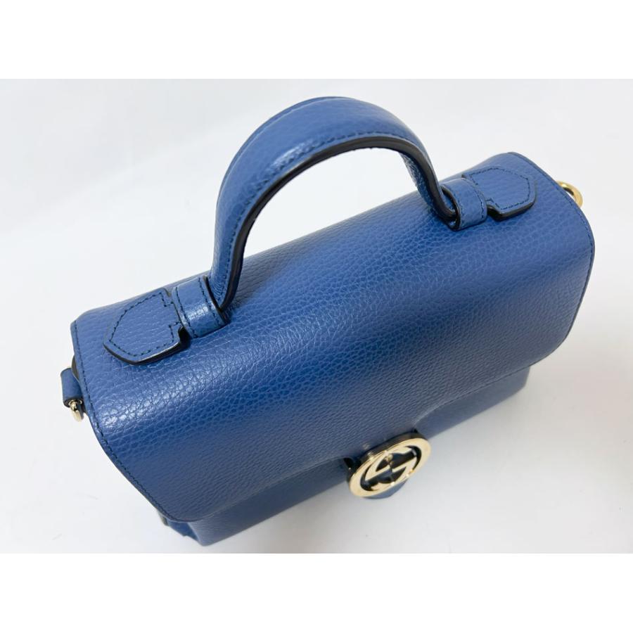 GUCCI グッチ インターロッキングG ショルダーバッグ ハンドバッグ ブルー レザー 510302 美品 GGキャンバス GUCCI グッチ インターロッキングG ショルダーバッグ