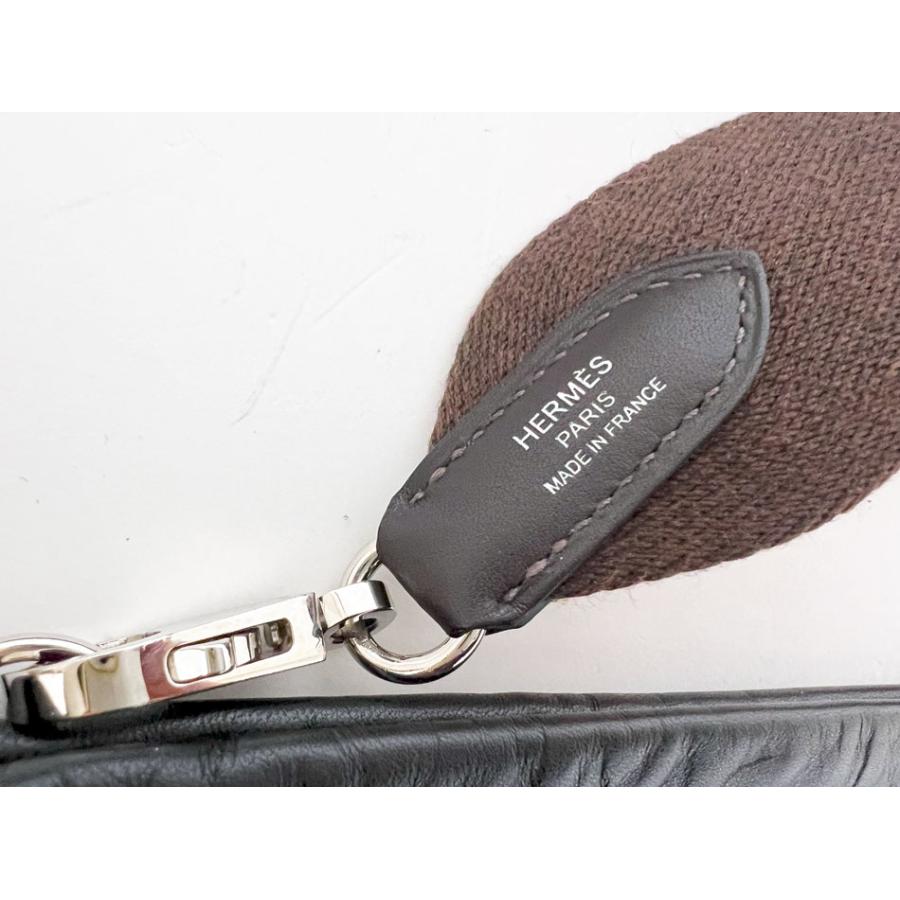 HERMES エルメス ピロ クルードセル 巾着 ポーチ ショルダーバッグ ストラップ ラムスキン ブラック ベージュ U刻印 美品 HERMES（エルメス） ピロ クルードセル 巾着 ポーチ ショルダーバッグ