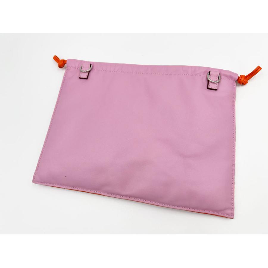HERMES（エルメス） ピロ ヴェルソ 巾着 ポーチ ラムスキン ピンク