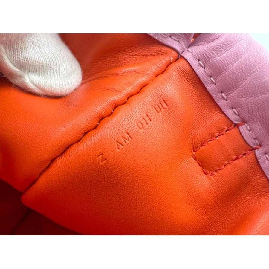 HERMES（エルメス） ピロ ヴェルソ 巾着 ポーチ ラムスキン ピンク
